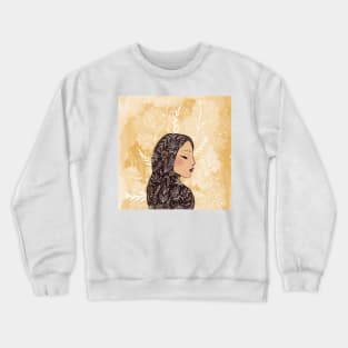 Floral hijabi girl and yellow clouds Crewneck Sweatshirt